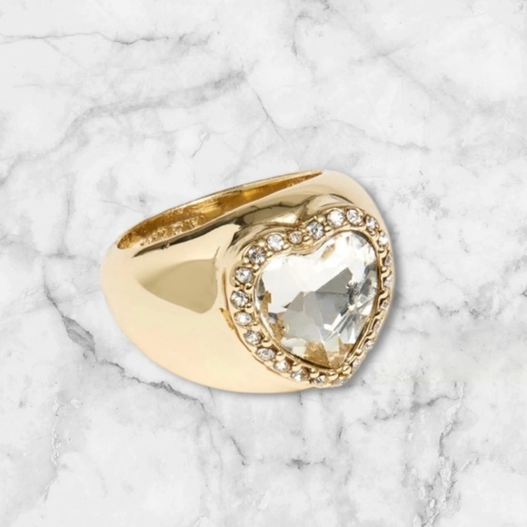 🆕J. Crew Gold Ring with Heart-Shaped Gemstone and Halo - Picture 2 of 8